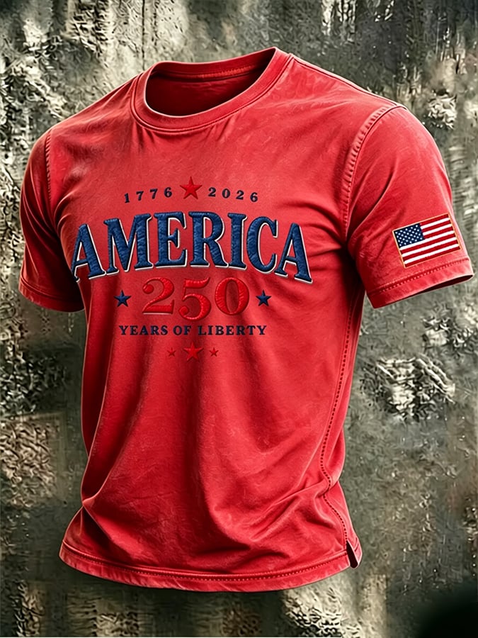 Men's 250th Anniversary Independence Day Art Printed Casual T-shirt