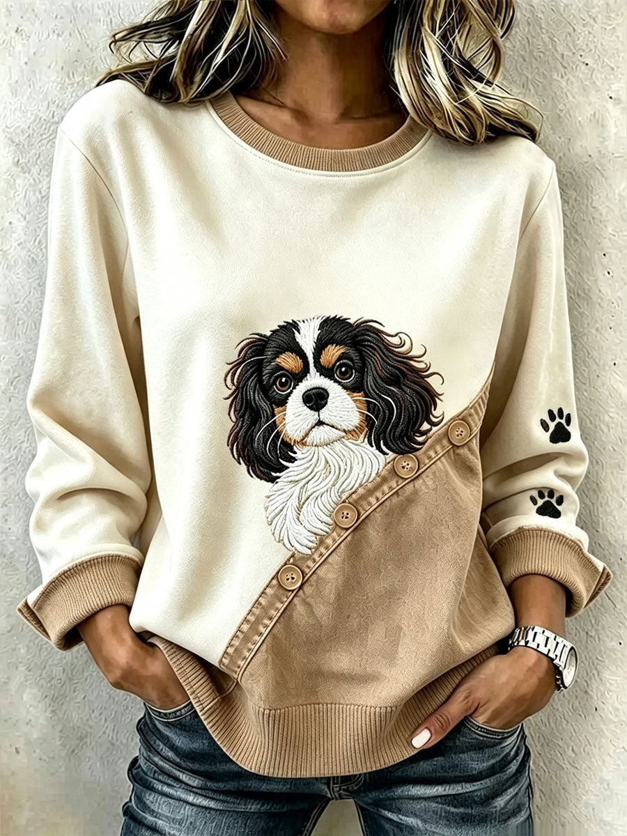 Women'S Breast Cancer Dog Pattern Casual Sweater