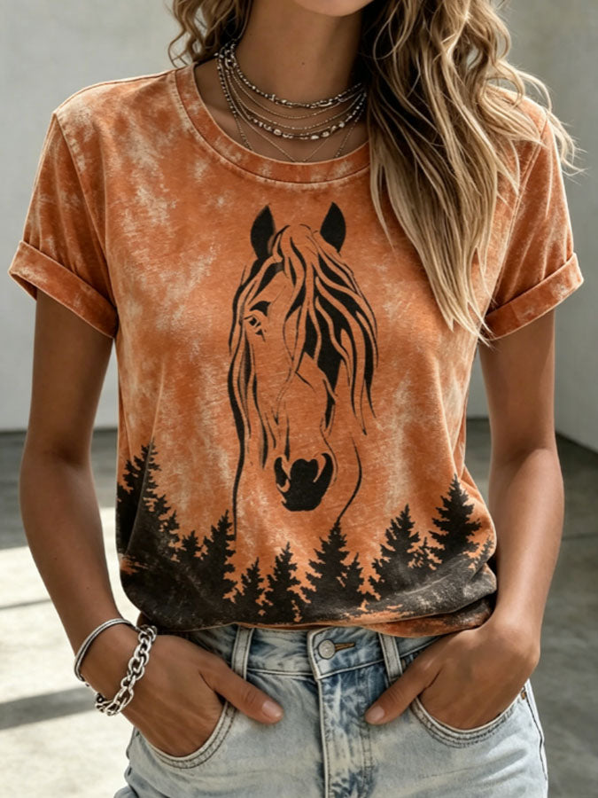 Women's Western Style Print Casual Tee