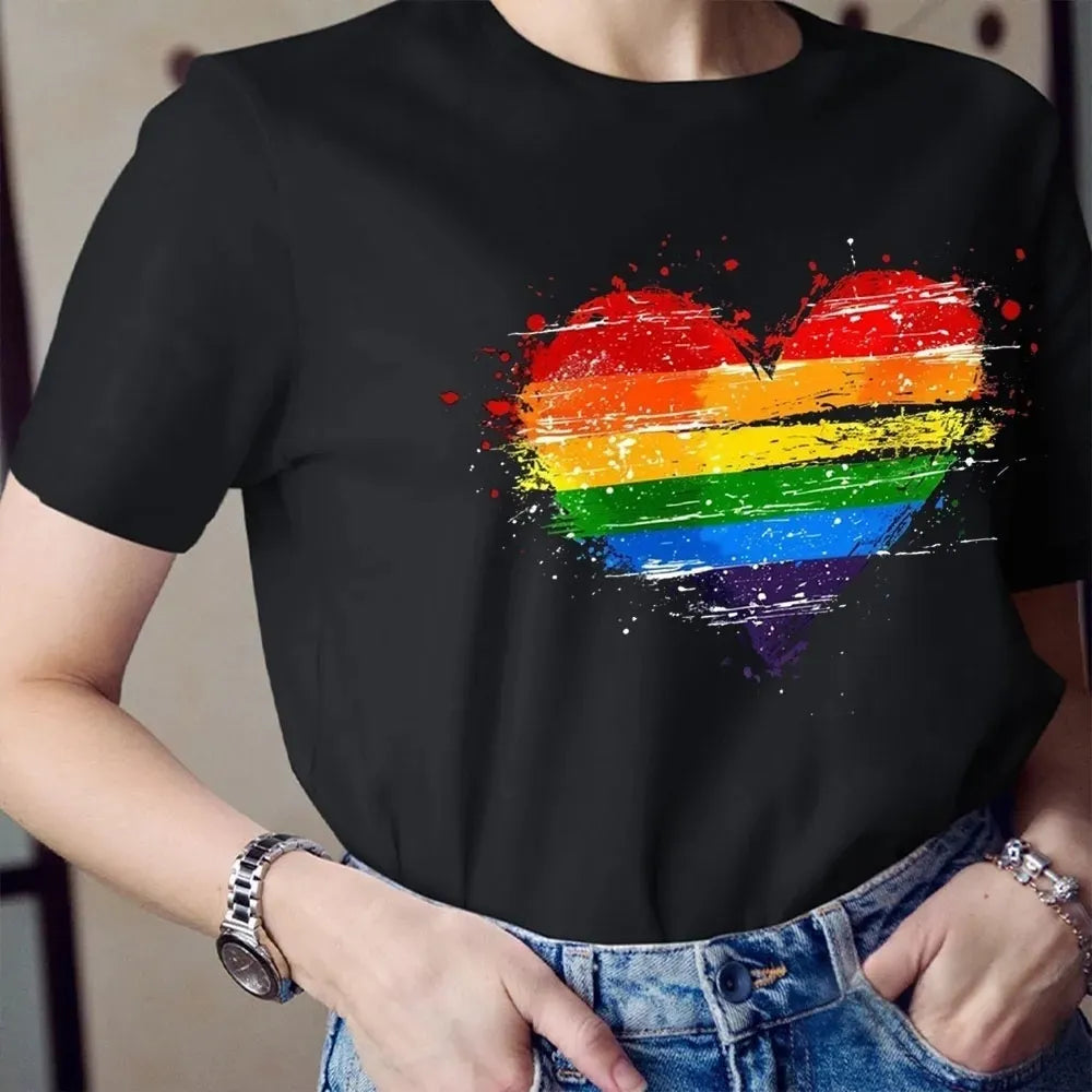 Rainbow Heart Pride Cotton T-Shirt