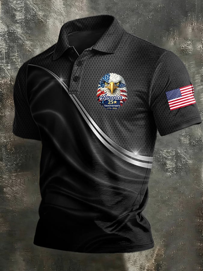 Men's American 250th Anniversary Print Casual Polo Shirt