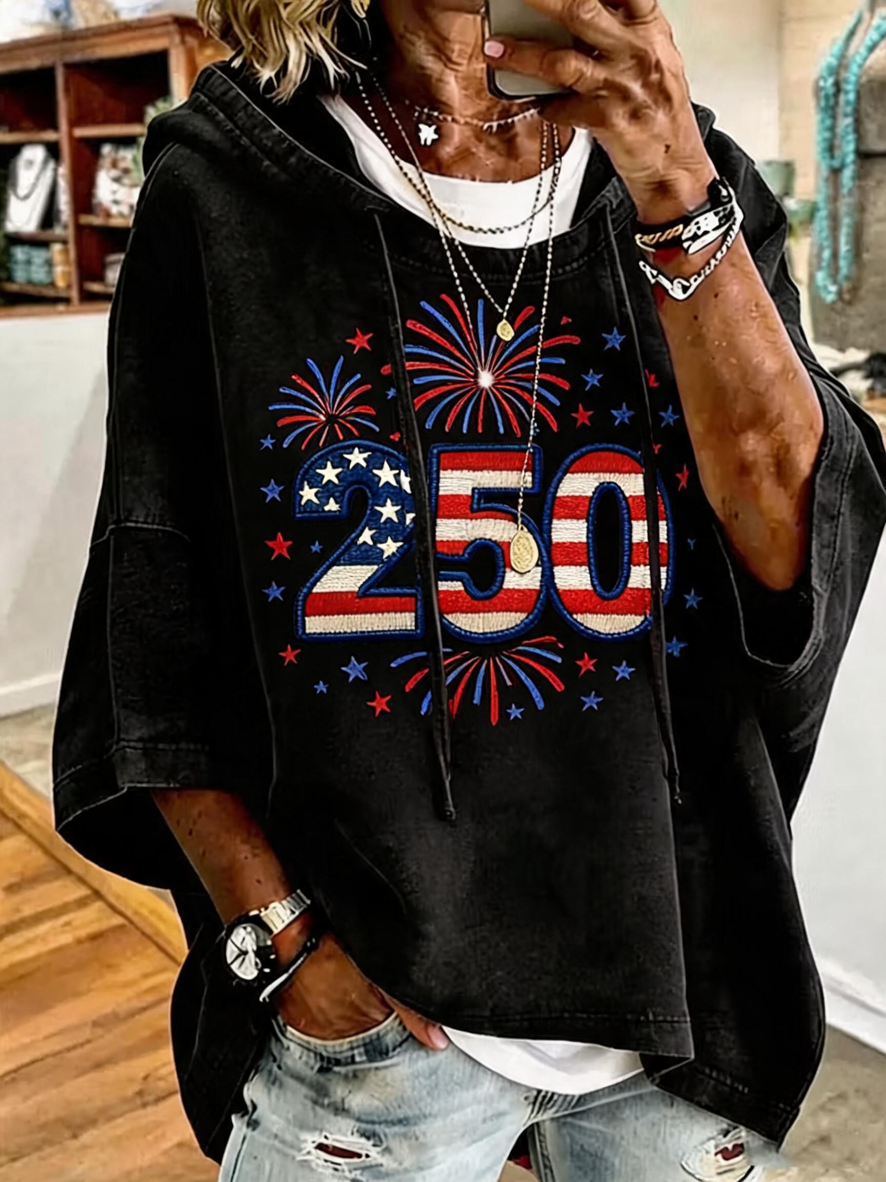 250th Anniversary Of Patriotism Fireworks Oversized Hoodie