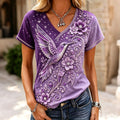 Vintage Classy Gradient Purple Floral And Birds Artcotto T-shirt