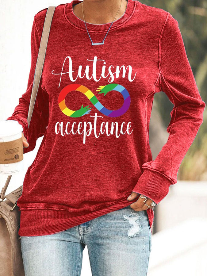 Women'S  Autism Awareness Print Casual Sweatshirt