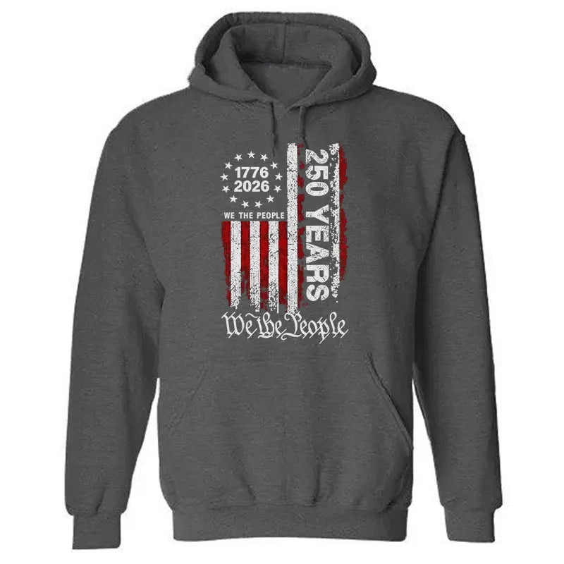 250 Anniversary USA Shirts Mens 250th American Flag Cotton Hooded Sweatshirt