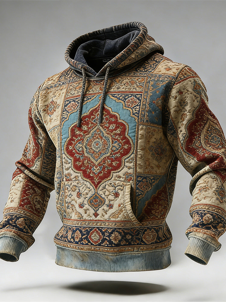 Vintage Persian Art Embroidery Patchwork Hoodie