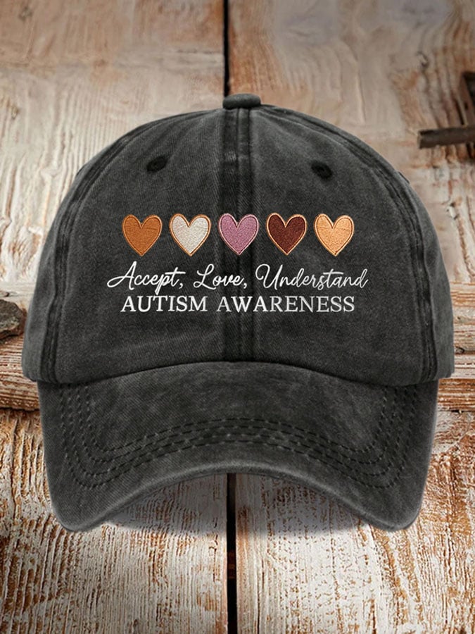 Unisex Accept Love Understand Autism Awareness Print Baseball Cap