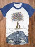 Women's Tree of Life Autism Awareness Print Raglan Sleeve T-Shirt