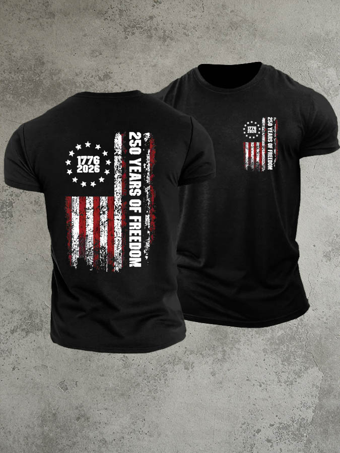 1776-2026 250 Years Of Freedom Pattern 100% Cotton T-Shirt