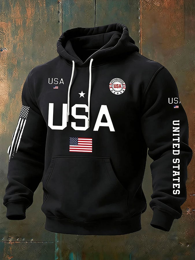 Men's Casual Printed Hooded Sweatshirt