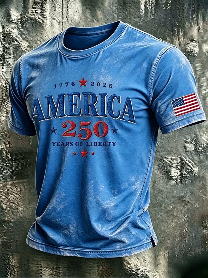 Men's 250th Anniversary Independence Day Art Printed Casual T-shirt