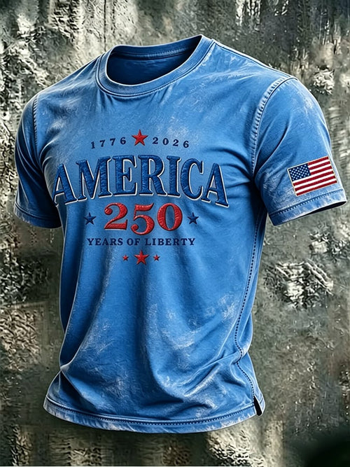 Men's 250th Anniversary Independence Day Art Printed Casual T-shirt