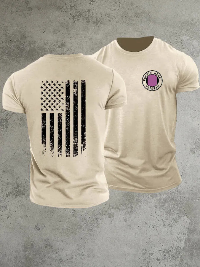 National Purple Heart Day Purple Heart Veteran Pattern 100% Cotton T-Shirt
