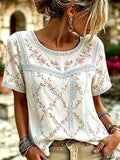Women's Vintage Floral Breast Cancer Print Top