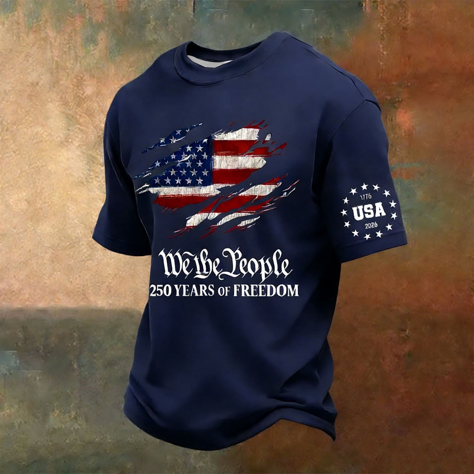 250th Anniversary We The People 250 Years Of Freedom Pattern 100% Cotton T-Shirt