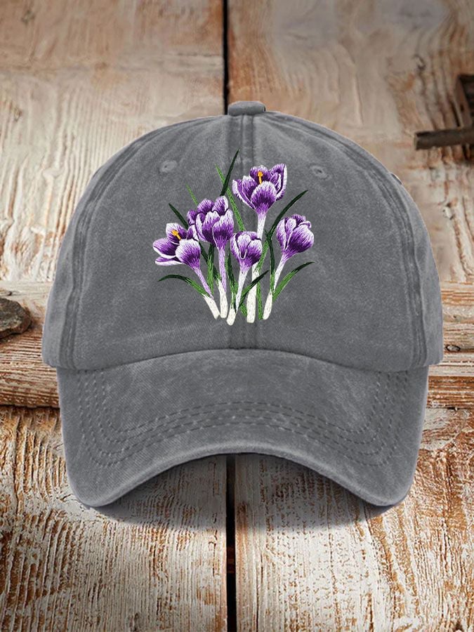 Alzheimer's Awareness Purple Floral Print Unisex Hat