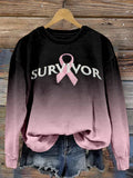 Women's Breast Cancer Awareness Survivor Printed Sweatshirt