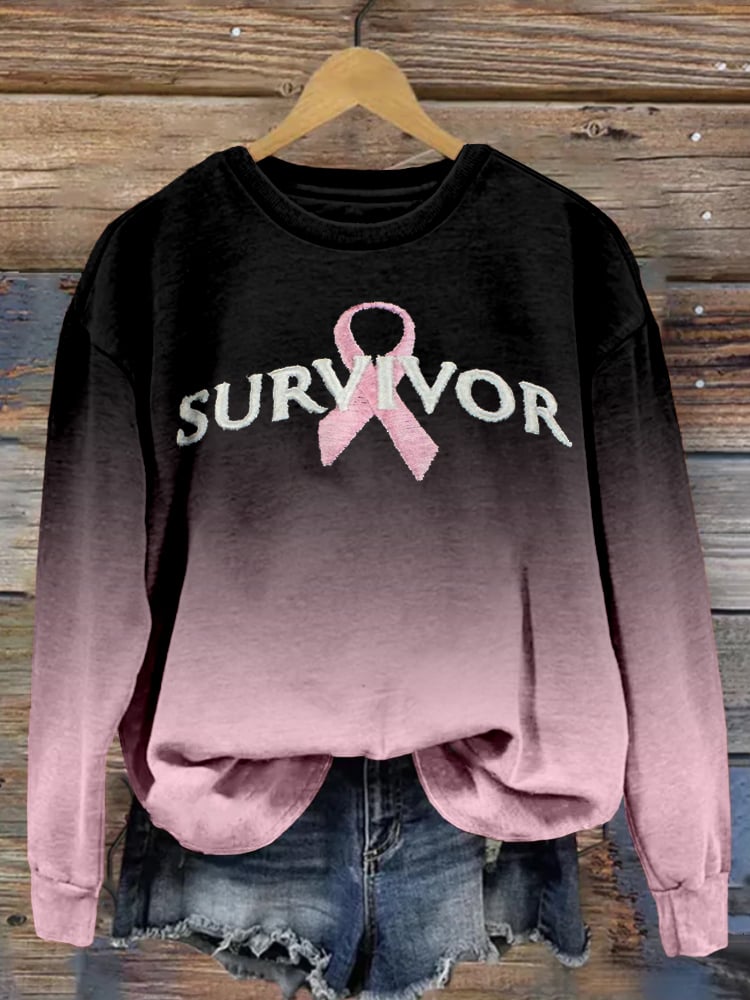 Women's Breast Cancer Awareness Survivor Printed Sweatshirt