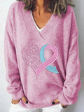 Women's Pink Printed Light Sweater