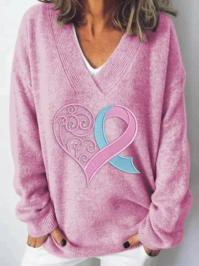 Women's Pink Printed Light Sweater