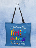 Autism Awareness I See Your True Colors Hands Print Bag