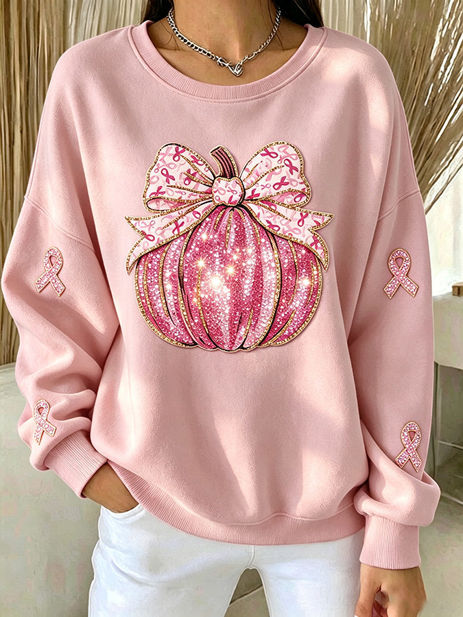Ladies' Casual Plant Flower Printed Round Neck Sports Shirt