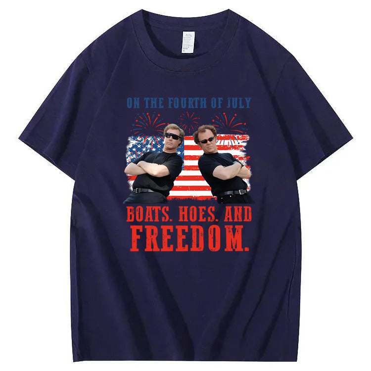 On The Fourth Of July Boats. Hoes. And Freedom 100%Cotton T-Shirt