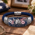 She Served Patriotic Floral Veteran Bracelet