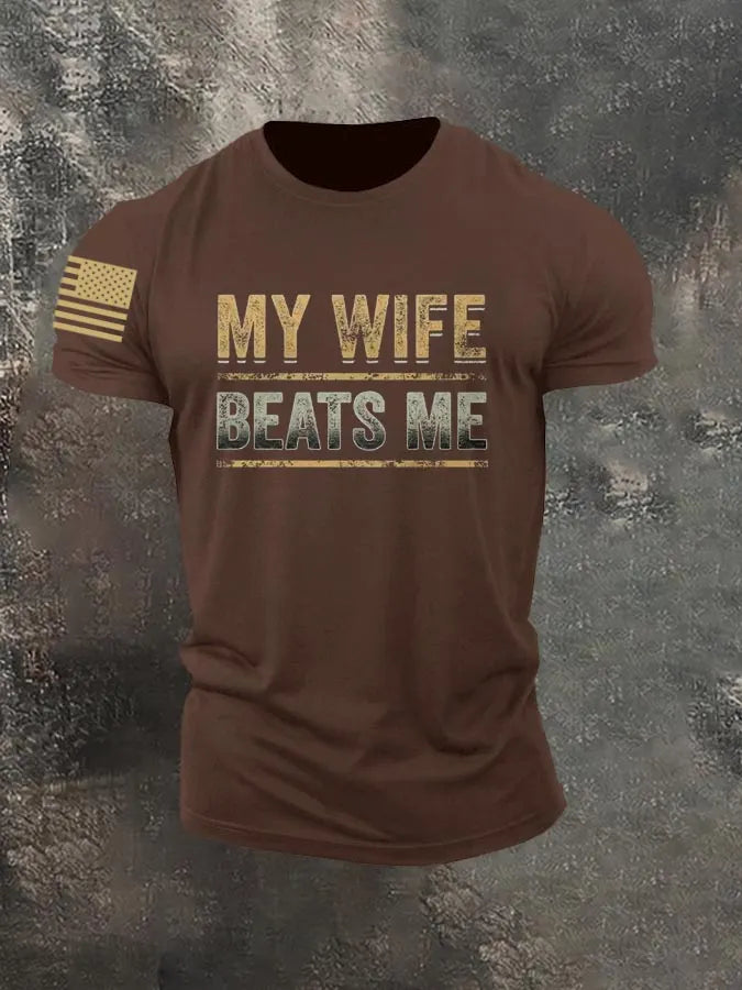 My Wife Beats Me  Pattern 100% Cotton T-Shirt