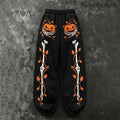 Women's Vintage Halloween Pumpkin And Skeleton Hand Print Sweatpants