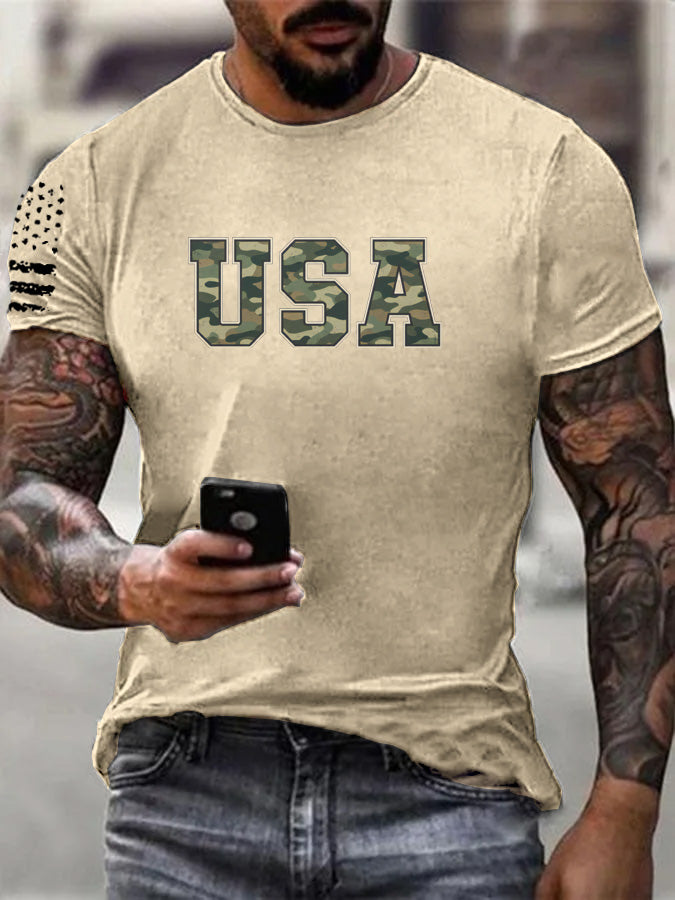 Camouflage USA Pattern 100% Cotton T-Shirt