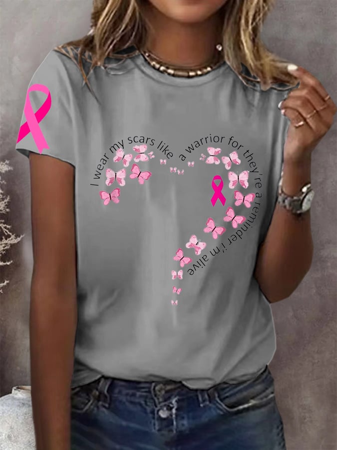 Women's I Wear My Scars Like A Warrior For They'Re A Reminder Print T-shirt