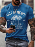 Men'S Retro Gulf Of Mexico Social Club Stay Salty Resist Often Est 1550 Printed Casual Crew Neck T-Shirt