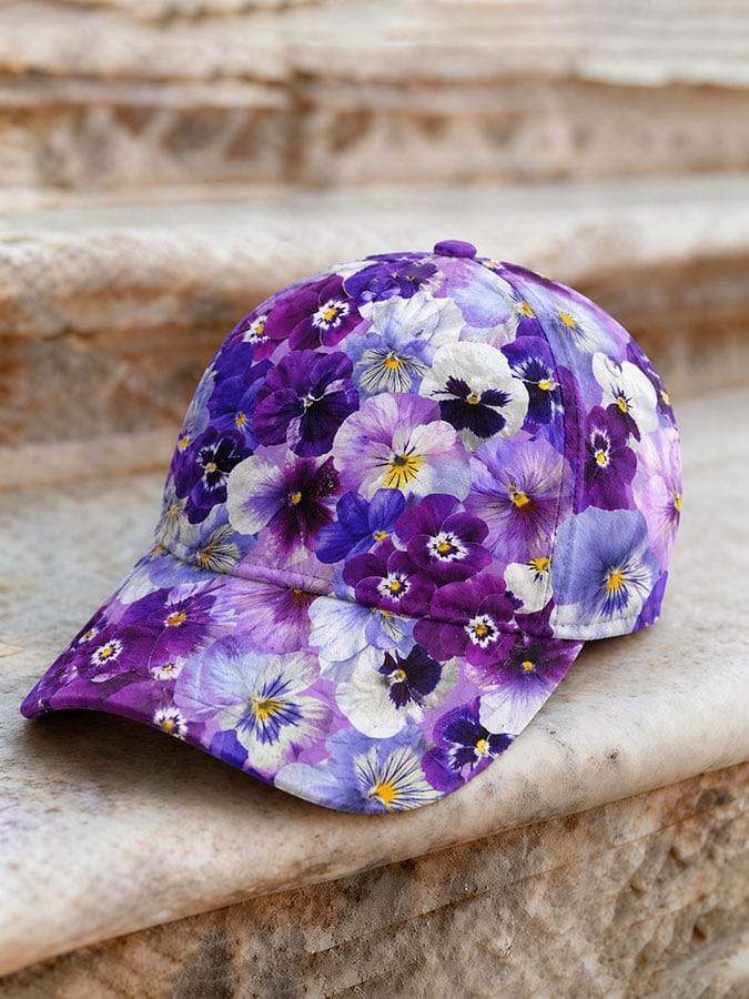 Unisex Purple Floral Art Print Hat