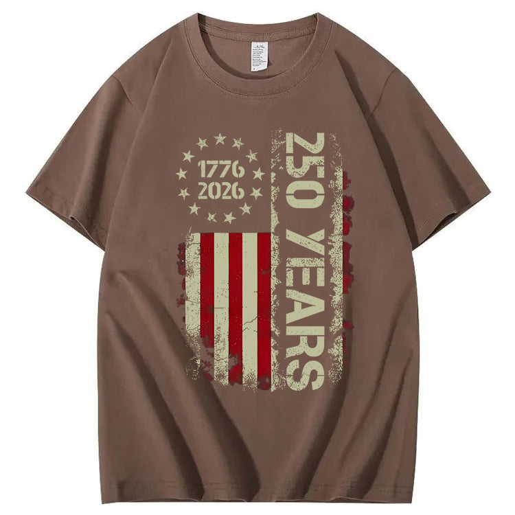 250 Years Anniversary USA Shirts Mens 250th American Flag 100% Cotton T-Shirt