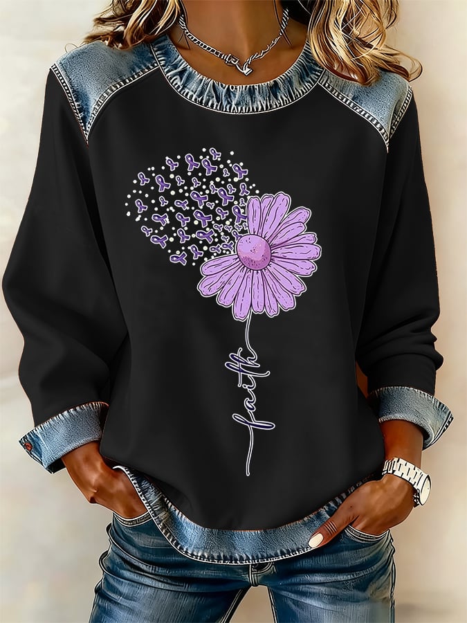 Women's Alzheimer's Purple Art Design Print Top