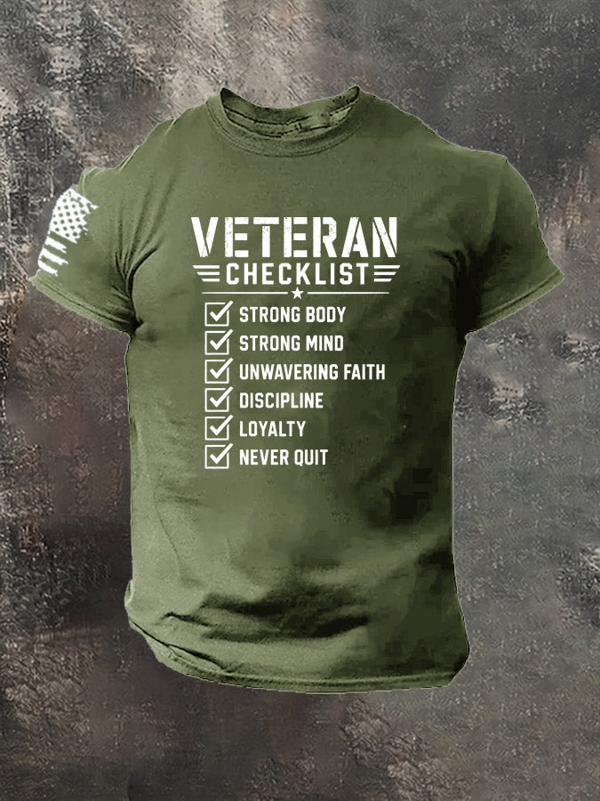Veteran Checklist  Pattern 100% Cotton T-Shirt