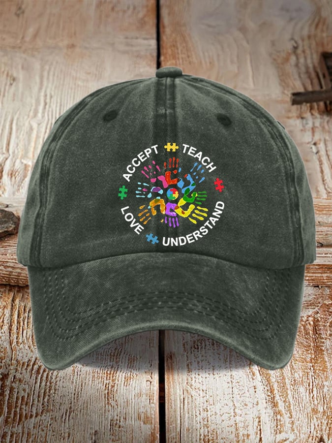 Women's Casual Autism Awareness Print Baseball Cap