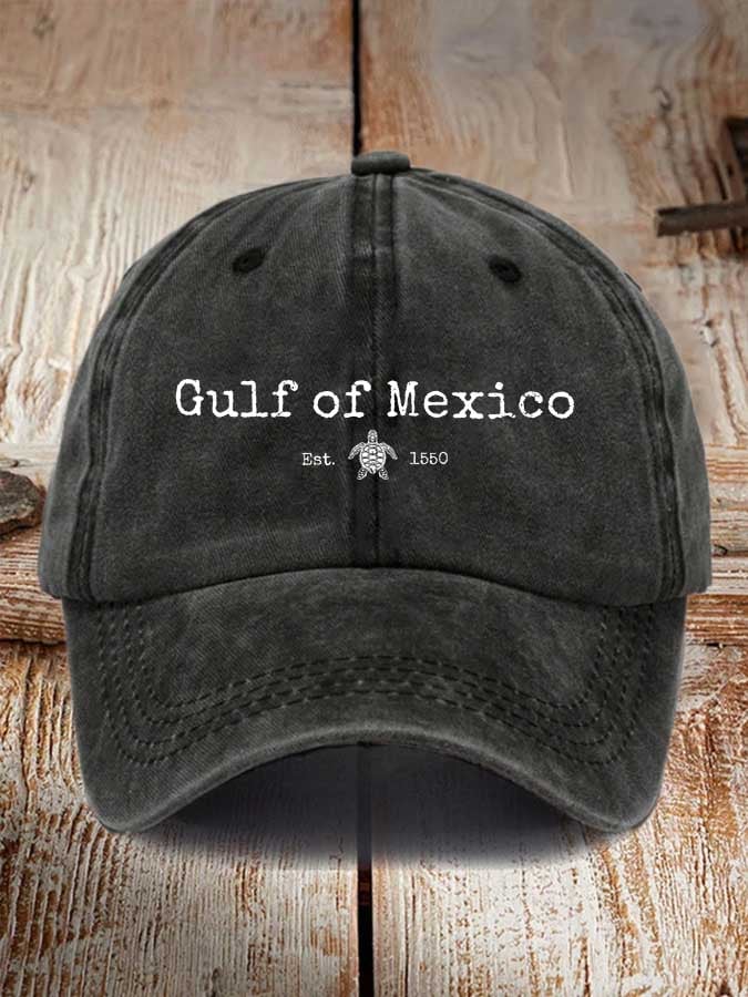 Vintage Gulf Of Mexico Print Baseball Cap