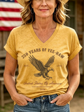 Women's Western 4th of July Eagle Yee-Haw Printed T-shirt