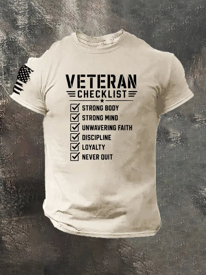 Veteran Checklist  Pattern 100% Cotton T-Shirt