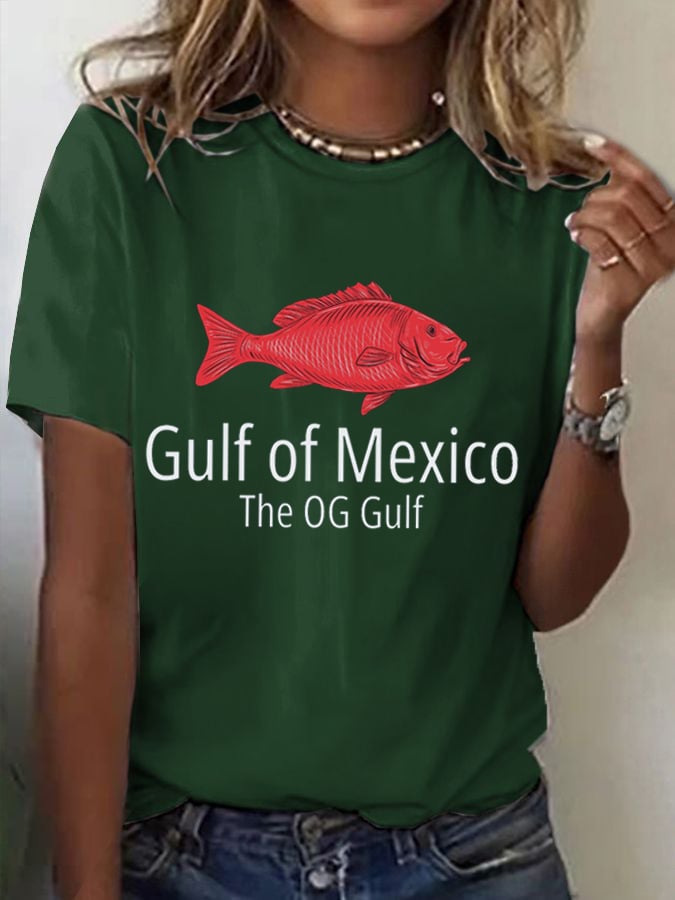 Women's "Gulf Of Mexico, The Og Gulf" Printed Casual T-Shirt