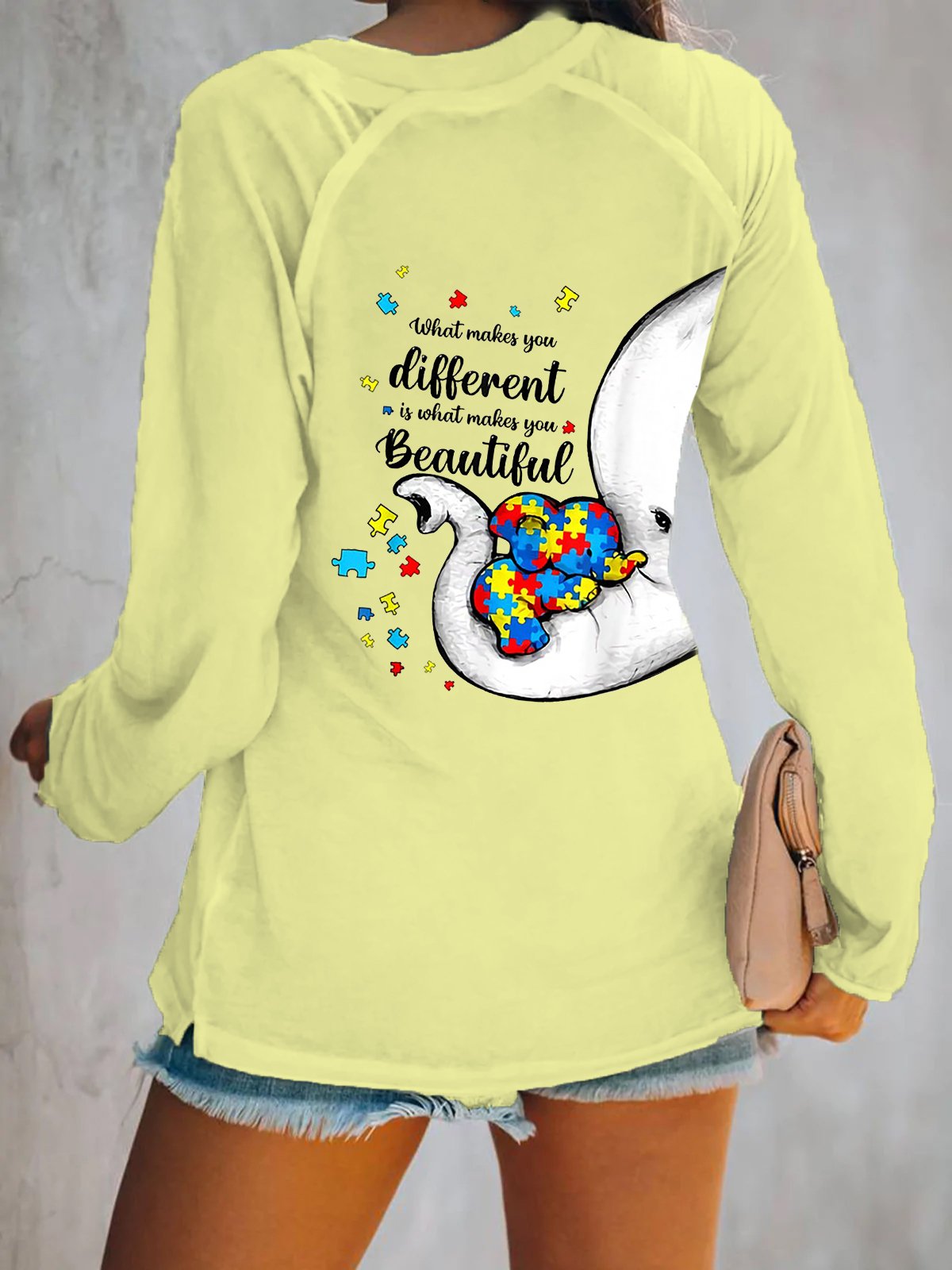 Women's What Makes You Different Is What Makes You Beautiful  V-Neck Long Sleeve T-shirt