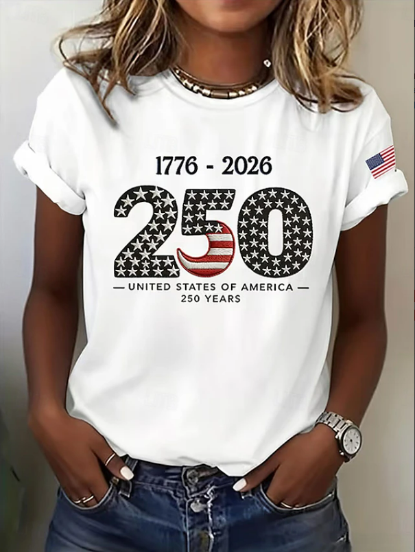 Women's America 1776  Pattern 100% Cotton Crew Neck T-Shirt