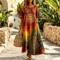 Women's Tie-dye Hippie Music Print Short-sleeve Round Neck Dress