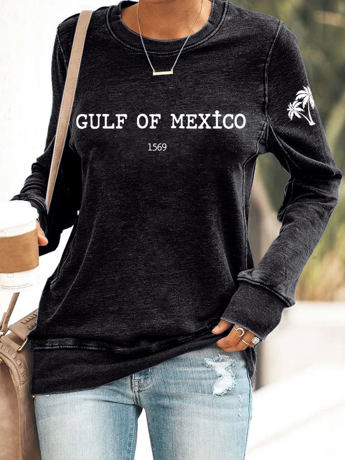 Women's Gulf Of Mexico Print Round Neck Sweatshirt