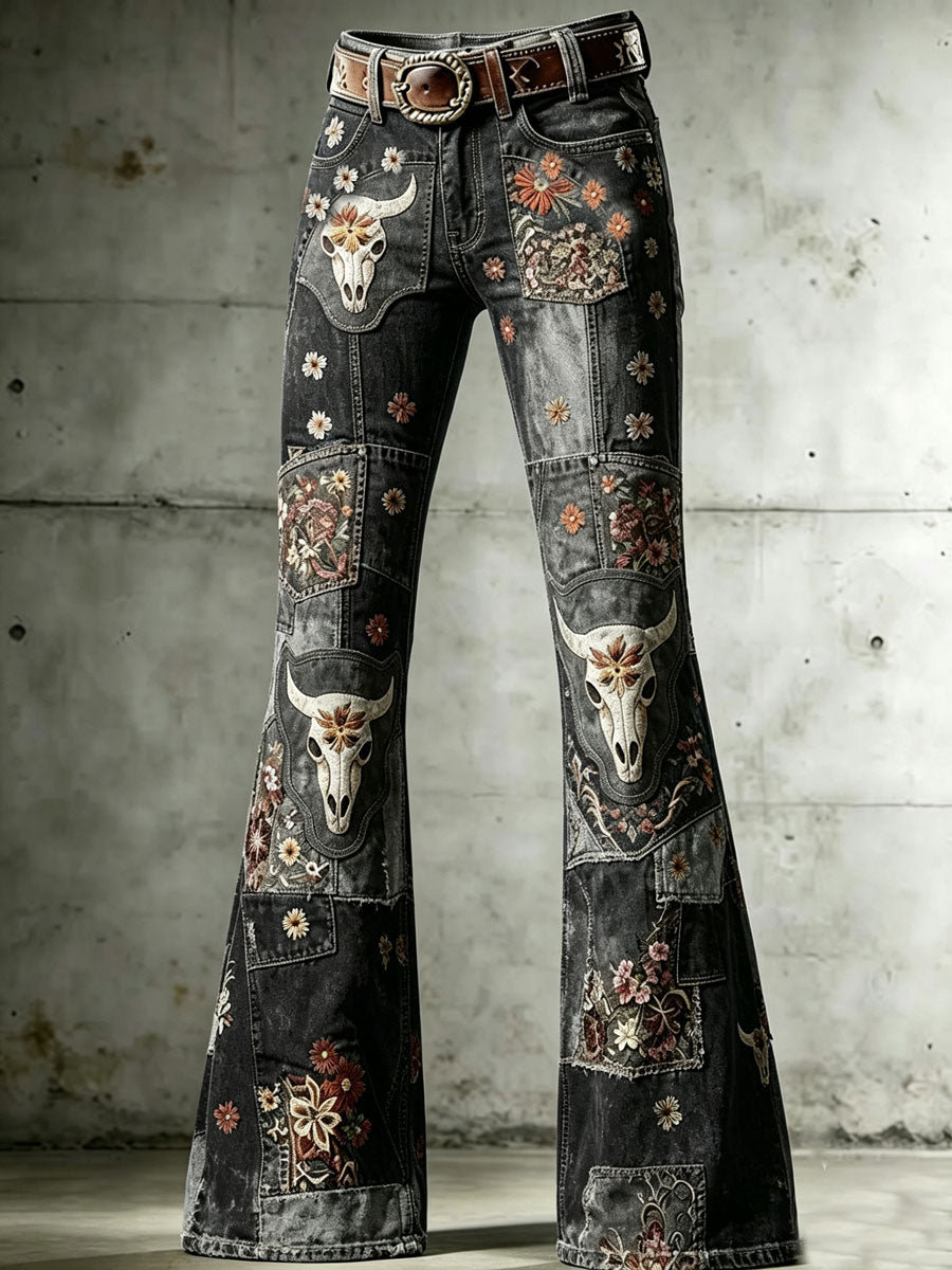 Ladies' Western Style Denim Trumpet Pants