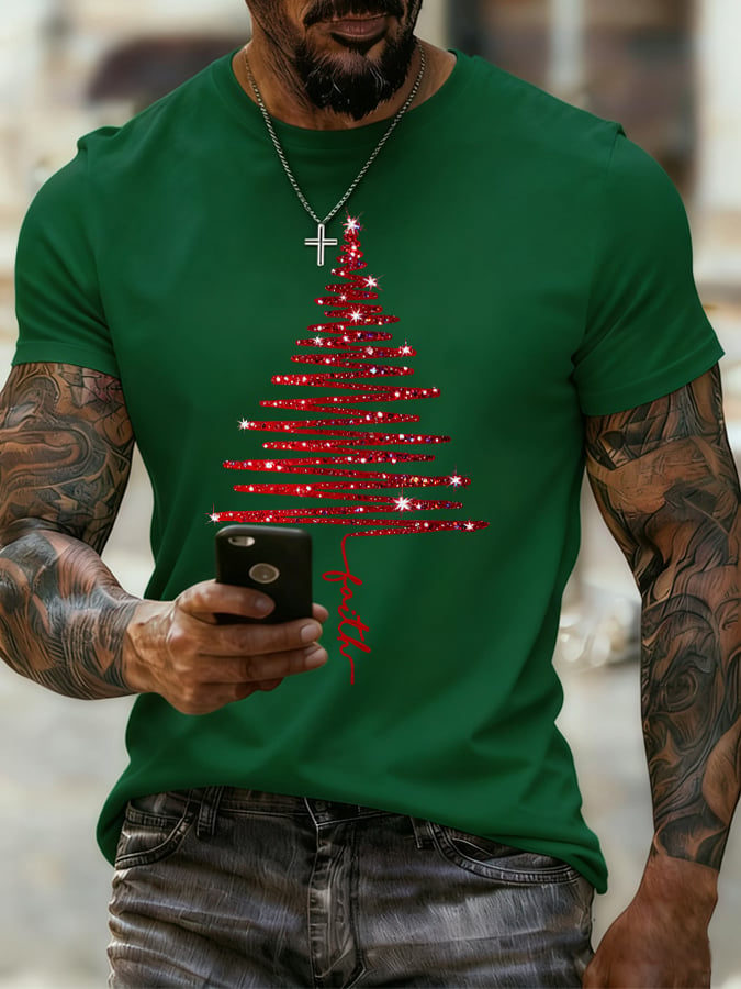 Men's Christmas Tree Print T-shirt