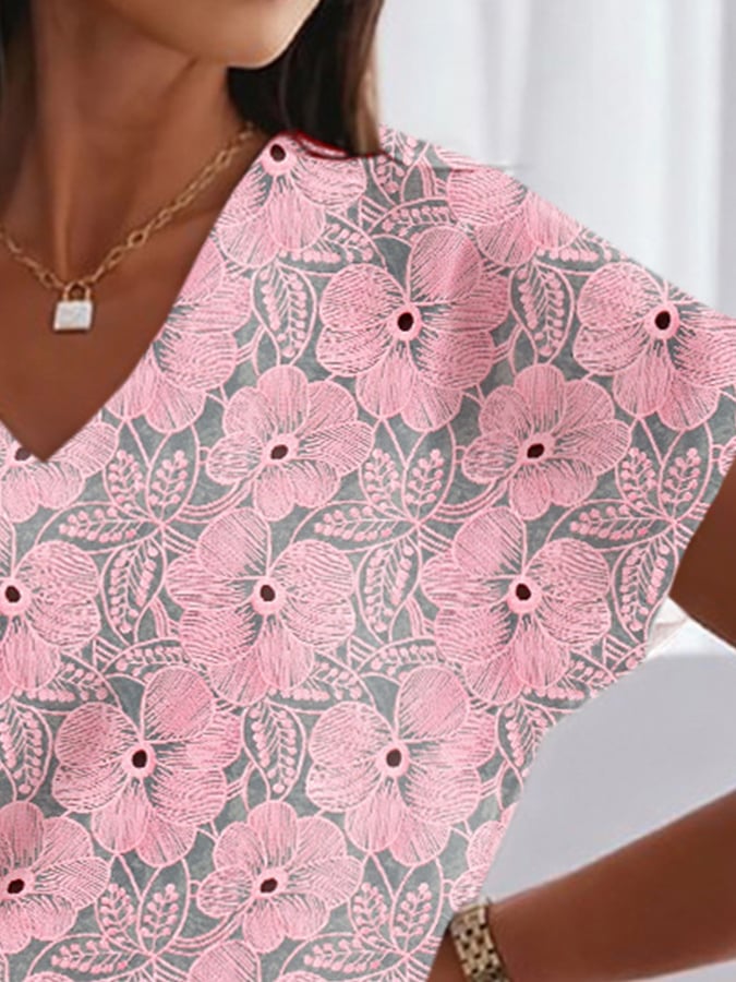 Women's Breast Cancer Print Short Sleeve T-Shirt