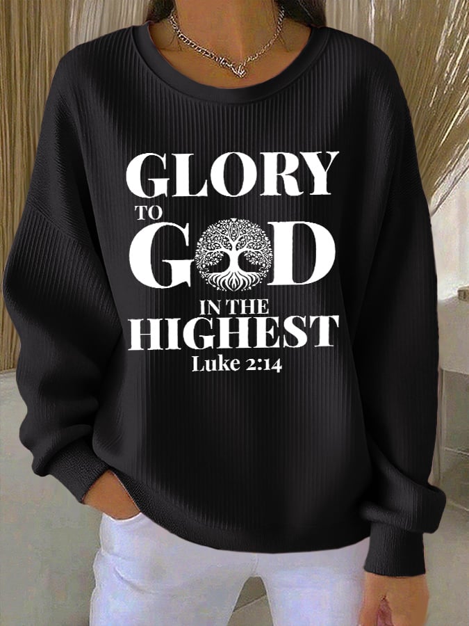 Women's Casual Autumn/Winter GLORY TO GOD IN THE HIGHEST Sweatshirt